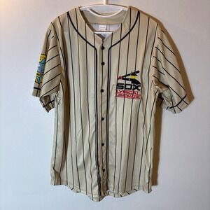 Lyrical Lemonade X Chicago White Sox Baseball Jersey Tan Pinstripe Mens Medium